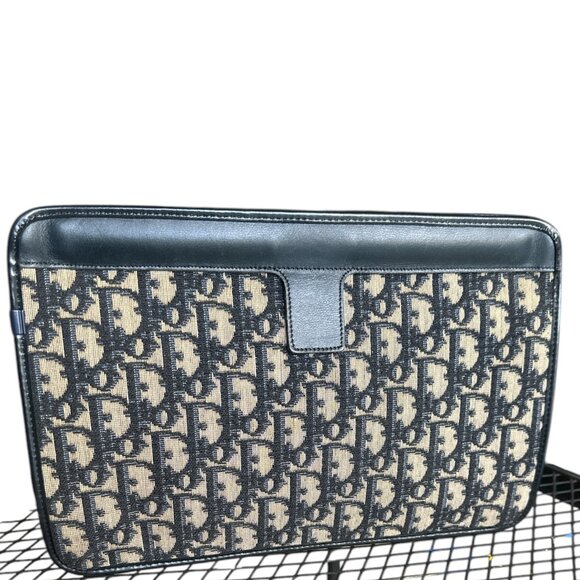 Christian Dior Blue/Beige Canvas Clutch Bag - Picture 5 of 12